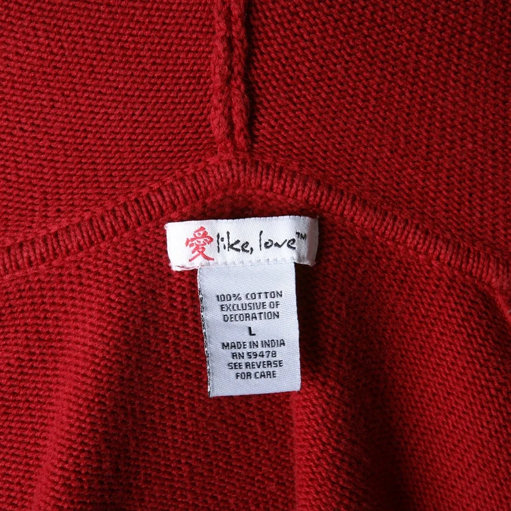 Like, Love Red Hooded Dbl Zip Sweater w/Star Sz Lg - Picture 8 of 8